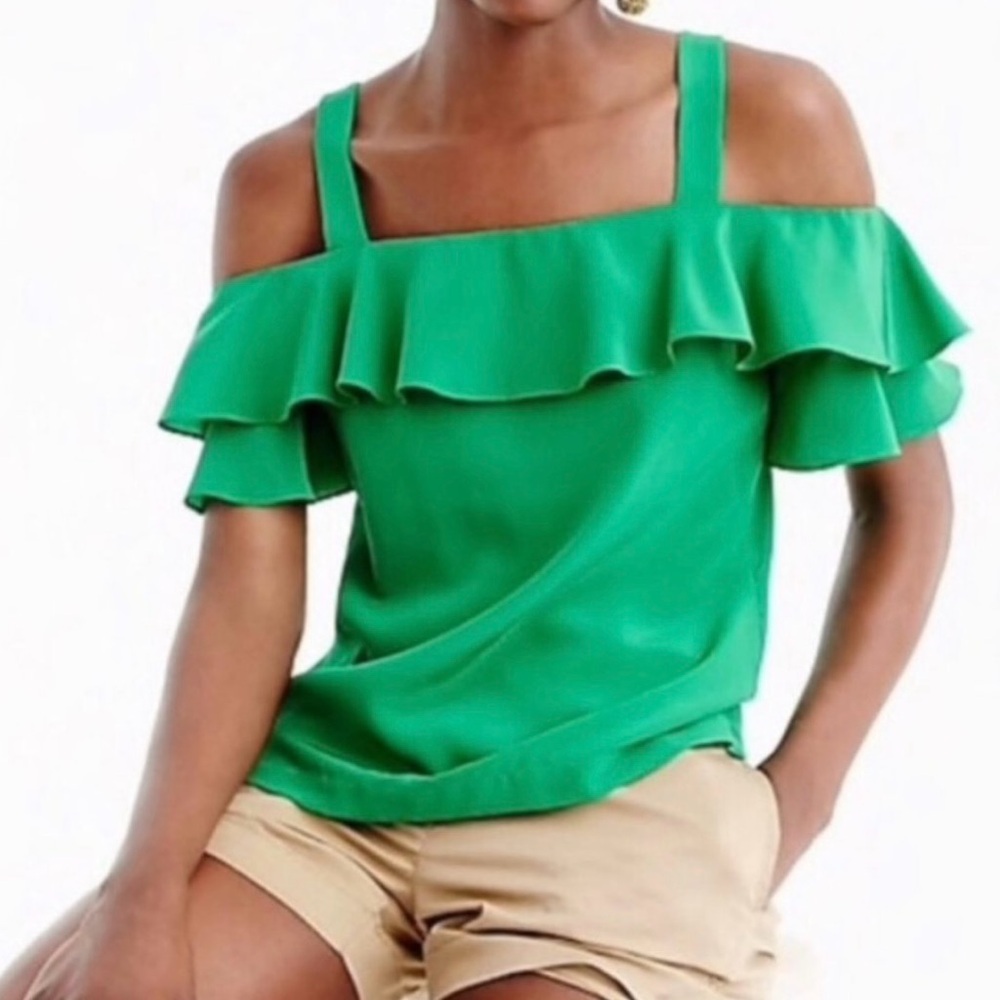 J Crew cold shoulder ruffle blouse size 6